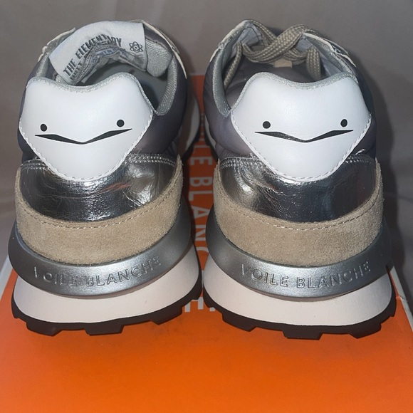 NWT VOILE BLANCHE QWARK HYPE WOMAN Leather and Fabric Sneakers in Grey-Beige - Picture 11 of 15